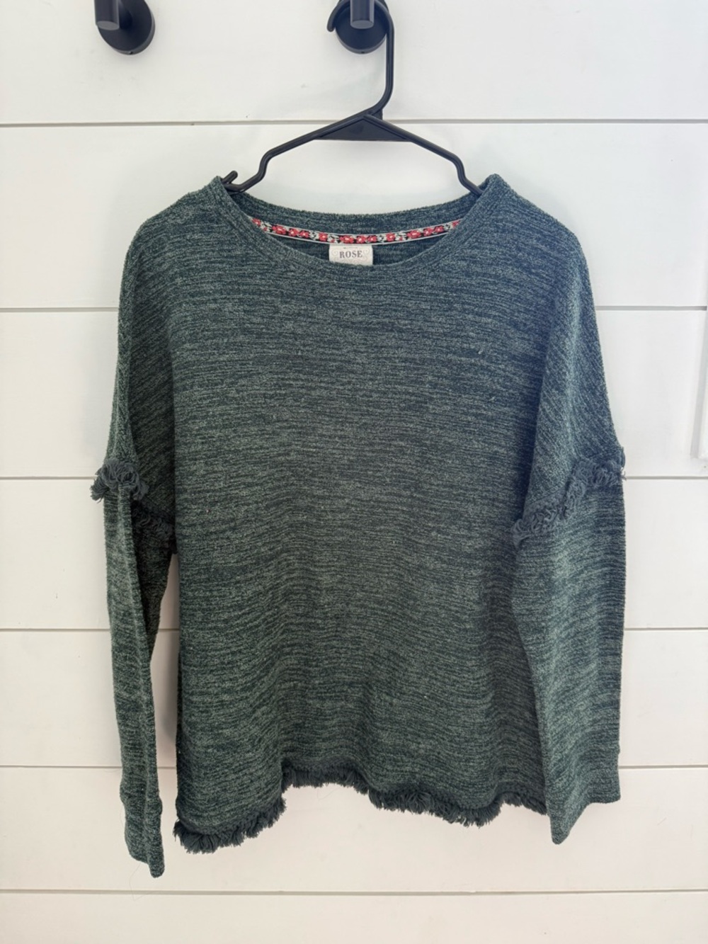 Knox Rose Marled Forest Green Knit Sweatshirt